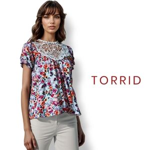 Torrid Floral Lace Blouse - Multicolor